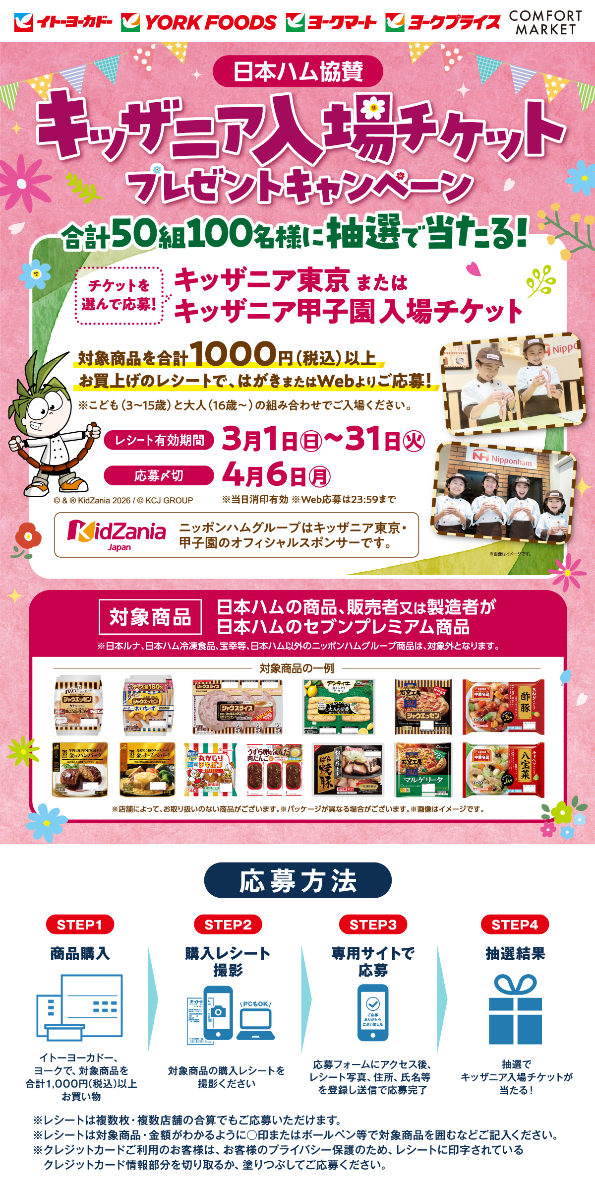 日本ハム協賛 キッザニア入場チケット プレゼントキャンペーン